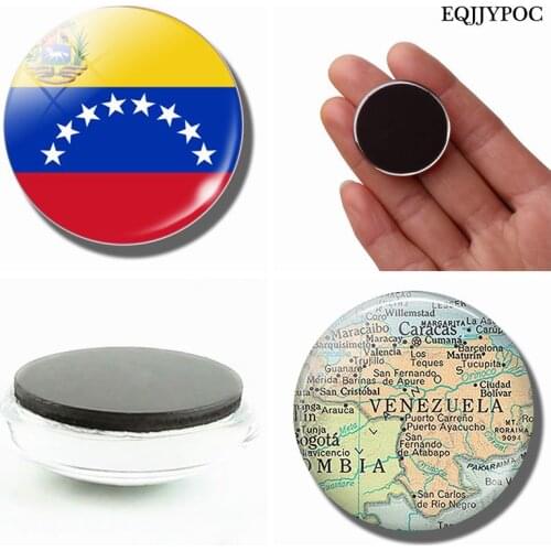 Bolivarian Republic of Venezuela Flag Map 30 MM Fridge Magnet Glass Cabochon Magnetic Refrigerator Stickers Holder Home Decor