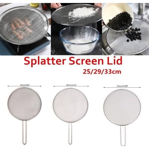 1pc stainless steel cover lid oil proofing frying pan splatter screen spill proof