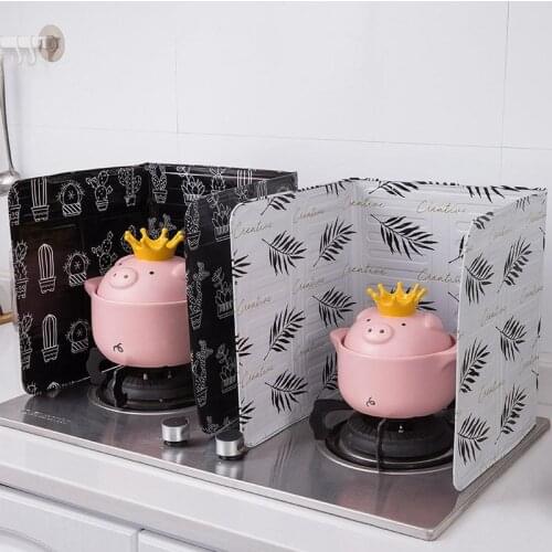 Kitchen Foldable Aluminum Splatter Screens Gas Stove Baffle Plate Frying Pan Oil Splash Protection Screen Kichen Accessories