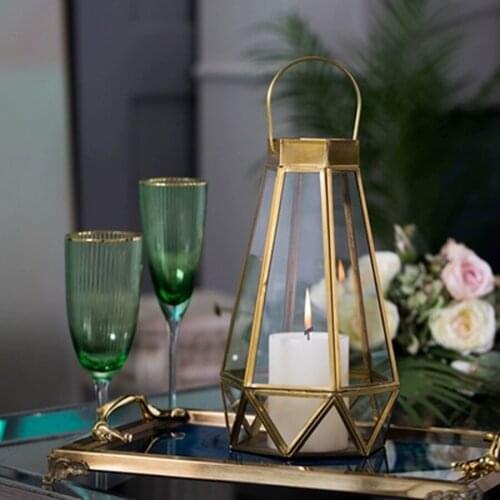 Brass Metal Candle Holder Gold Metal Nordic Candle Holders Wedding Decorations Romantic Lanterne Metal Gold Candle Holders L
