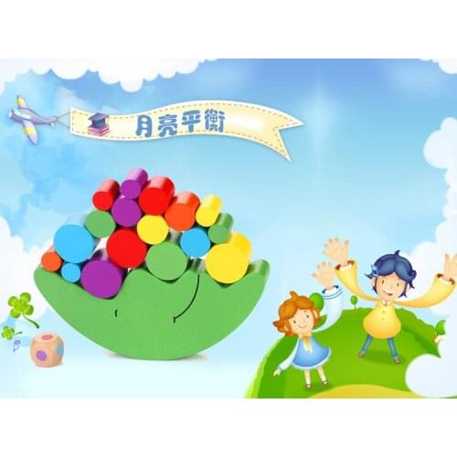 Hot New Educational Wood Moon Shape Balance Game Blocks Gift Baby Toys colorful children diy toy building blocks
