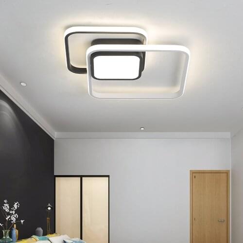 Modern LED Ceiling Chandelier Lamp For Bedroom Dining Study Room Kitchen Home Creative With Remote Control Square Light Fixture