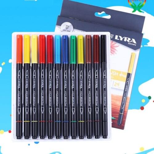 Lyra two-headed color box marker, 12/24 color two-headed brush color pen, art drawing special set of watercolor pen