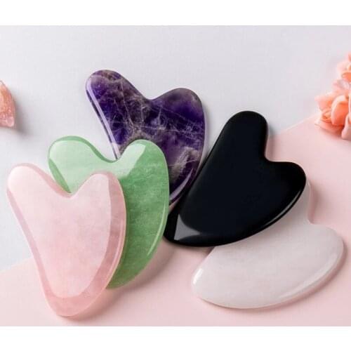 Natural Jade Gua Sha Stone Board Massage Rose Quartz Guasha Plate Jade Face Massager Scrapers Tools For Face Neck Back Body