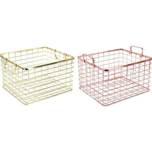 Metal Storage Basket Chic Nordic Handmade Iron Net Table Shelves Basket Bath Clothes Cosmetics Storage Basket