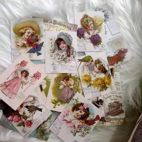 13 PCS Vintage Victorian Girl Background Material Sticker Diy Ablum Diary Scrapbooking Label Stickers Stationery Junk Journal