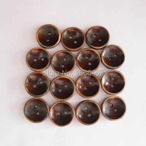 Wholesale 100PCs Wood Sewing Buttons Scrapbooking 4 Holes Round Brown Brown 15MM Dia