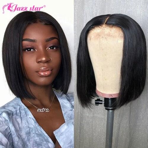 Brazilian Straight Bob Wig Human Hair Wigs for Women 4x1 T Part Lace Wig Jazz Star Short Human Hair Wig Non-Remy