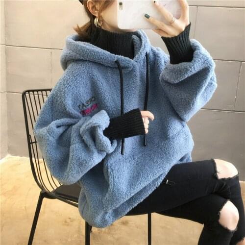 Pullover Vintage Hoodie Women Oversize Womens Winter Hoodies Sweatshirt Youth Clothing Hoodie Thick Loose Hoodies Teenagers