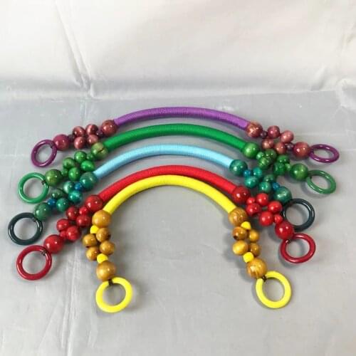 Red Purple Green Yellow Blue 46cm Wood Purse Handle DIY Replacement Wood Bead Rope Bag Shoulder Strap 1pc Belt for Handbag