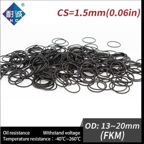 5PC/lot Rubber Ring Black FKM O ring Seals Thickness 1.5mm OD13/14/15/16/17/18/19/20mm Rubber O-Rings Fuel Washer