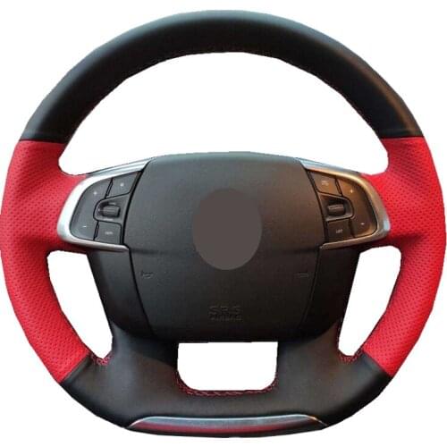 Hand Sewing Car Steering Wheel Cover Wrap Cow Leather For Citroen C4 C4L 2011 2012 2013 2014 2015 DS4 DS 4 Auto Car Accessories