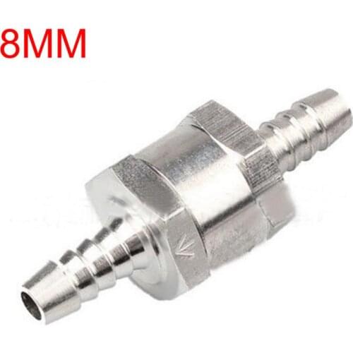 8mm 5/16" Silver Fuel Non Return One Way Check Valve Single-Track For Fuel Petrol Diesel Oil Gas Marine Aluminium Alloy
