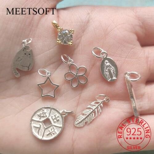MEETSOFT Trendy 925 Sterling Silver Animals Star square Charms Special of DIY Handmade Fine Jewelry Making Findings Accessory
