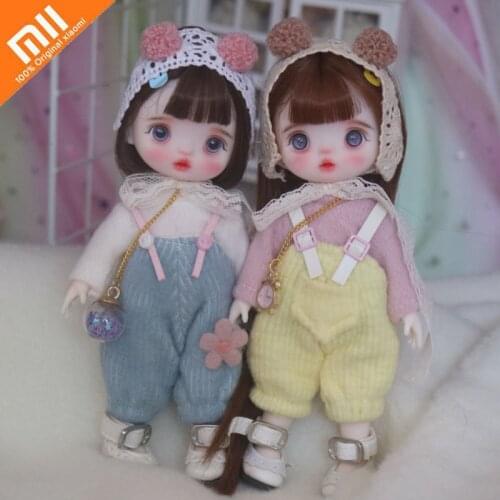 Xiaomi 17cm BJD Mini Doll Handmade Makeup Doll Movable Joint Barbie Princess Girl Toy Desktop Ornament Girl Jewelry Doll Gift