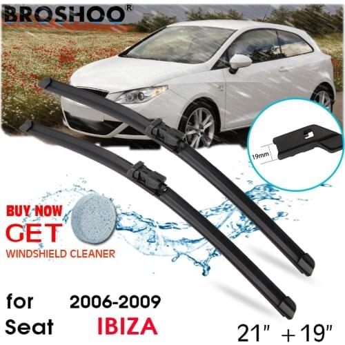 Car Wiper Blade Window Windscreen Windshield Wipers Blades Push Button Arm Auto Accessories For Seat IBIZA 21"+19" 2006-2009
