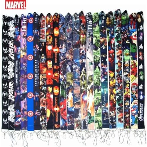 10pcs Marvel Avengers Phone Lanyard Cartoon Keys ID Cell Phone Neck Strap Toys Action Figure Toy Key Chain kids Collection Gifts