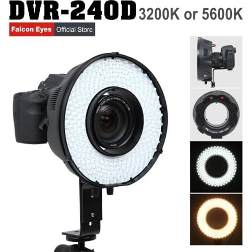 Shake TV LED Ring Light Panel Dimmable Selfie Lighting Video Film Continuous Macro Ring Lamp W/Camera Bracket/ filter DVR-240D