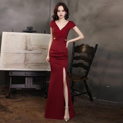 Partysix Sexy Prom Dress Satin Deep V Neck Glamorous Cutaway Sides Corset High Quality Evening Wear Formal Party Gowns