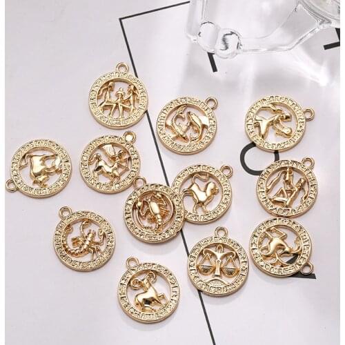 YEYULIN 12Pcs Zodiac Letter Constellations Charm Pendants For Jewelry Making Necklace Bracelet Charm Accessories Finding