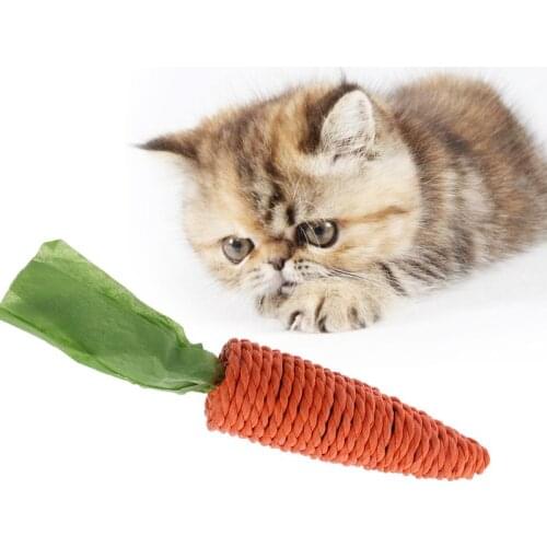 Funny Pet Cat Scratch Toy Straw Carrot For Hamster Guinea Rabbit Rat Chew Toy