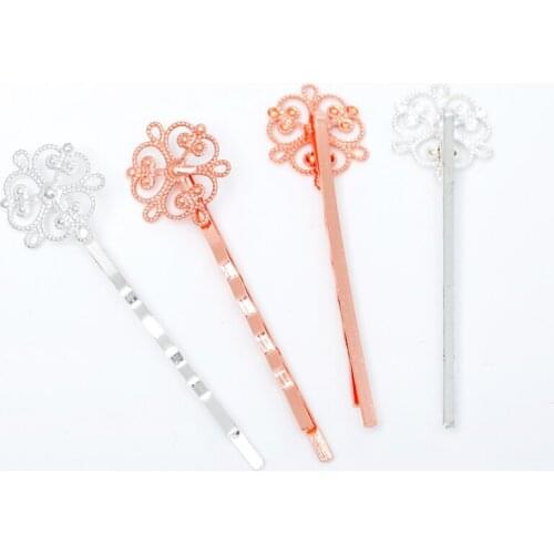 10pcs Flower Hair Jewelry Charm Women Hairclip Rose Gold Color Hairpin Word Folder Hair Clips Barrette Retro Headwear Wholesale