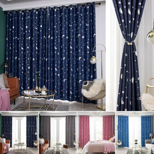 100cm Width Star Pattern Window Blackout Curtain Thickened Polyester Shading Cloths For Living Room Bedroom Luxury Curtains