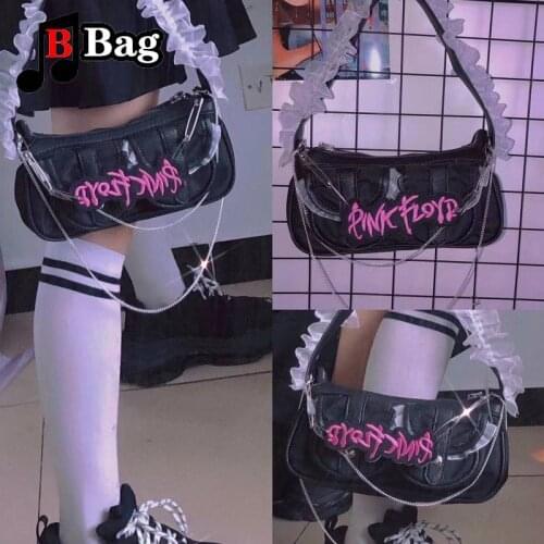 Y2K women Tote Bag Japanese soft girl lace single shoulder underarm bag female Metal pendant messenger bag