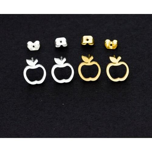 Mini Apple Earrings For Women Fashion Korean Jewelry Stainless Steel Aloha Fruit Stud Earrings Teacher Gifts Bijoux Brincos 2018