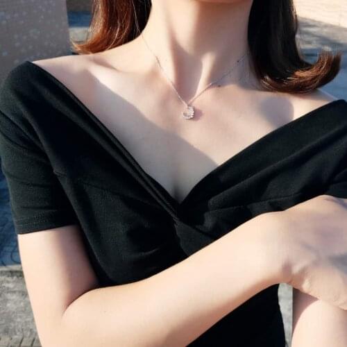 Temperament Irregular Crescent Zircon Pendant Necklace 925 Sterling Silver Necklace For Women Jewelry Gift