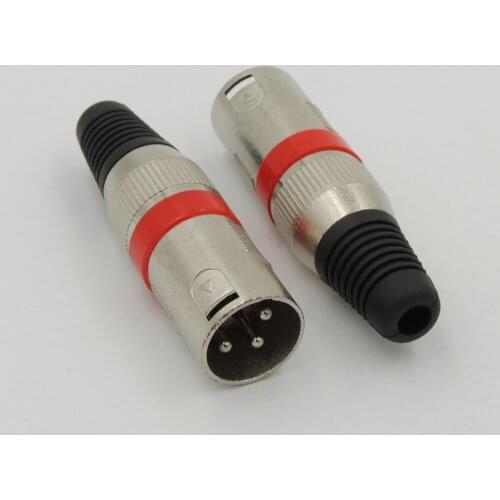 10PCS RED 3 pin XLR Audio Cable adapter Connector MIC Male Plug