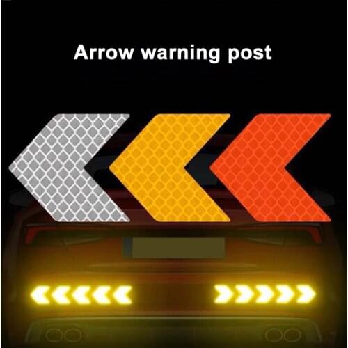 10Pcs Car Reflective Strips Reflective Arrow Sign Tape Warning Safety Sticker For Car Bumper Trunk Reflector Hazard Car Styling