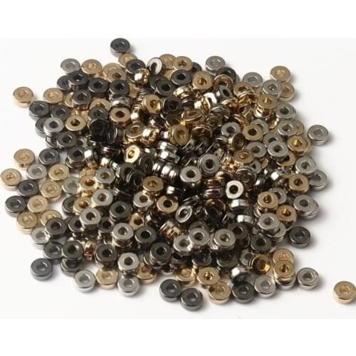 100Pcs Round Big Hole Plated CCB Loose Beads 6x2mm Rondelle Spacer Beads for Diy Bracelet Necklace Jewelry Making Accessories