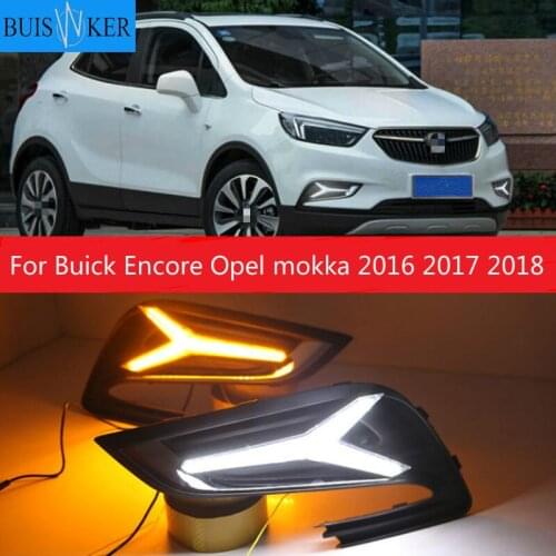 2pcs LED For Buick Encore Opel mokka 2016 2017 2018 Driving DRL Daytime Running Light fog lamp Relay LED DRL Daylights