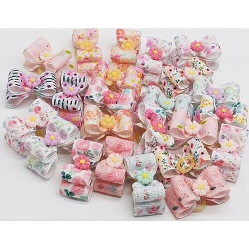 20PCS pet Bows Dog Hair Bows for Puppy Yorkshirk Small Dogs Hair Accessories Grooming Bows Rubber Bands Dog Bows Pet Supplies