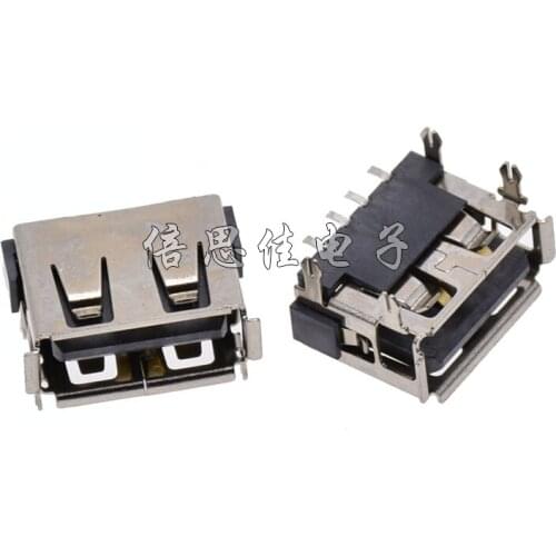 30pcs/AFl horizontal crimping 10.0 USB horizontal Female seat USB Socket A Female seat 90 degrees Type A