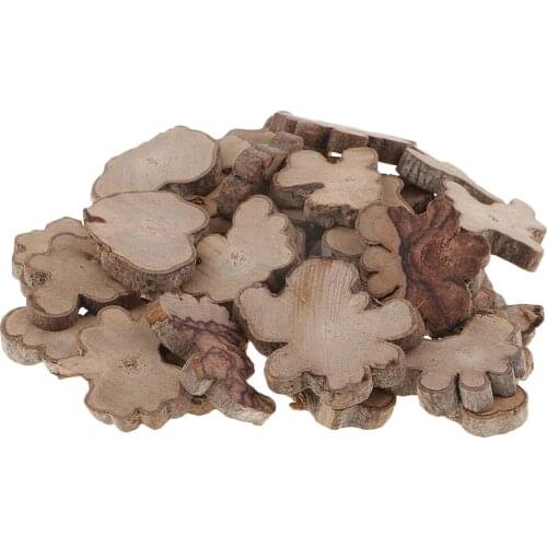 30pc Irregular Wood Log Slices Real Tree Bark Decorative Embellishments Crafts