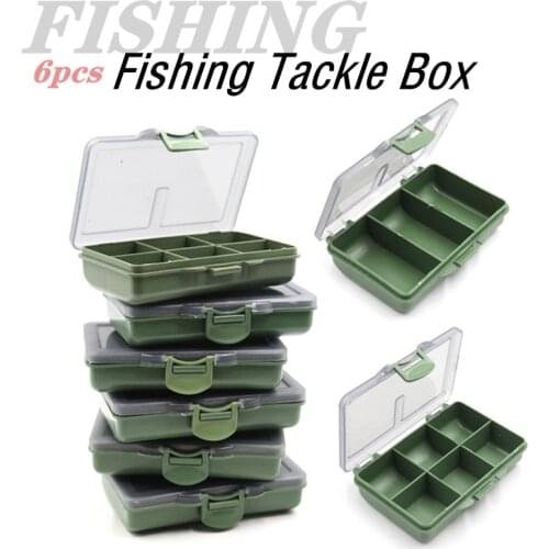 6pcs/set Portable 1-8 Grid Separated Fishing Lure Bait Box Hook Box Set Fishing Gear Accessory Box