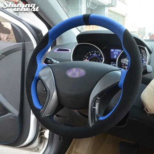 Shining wheat Black Suede Car Steering Wheel Cover for Hyundai Elantra 3 2011-2016 Elantra Sport 2011-2016 Elantra GT 2013-2017