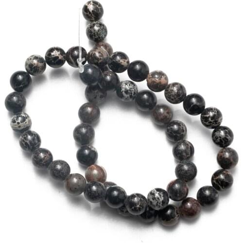 Wholesale Natural Stone Black Sea Sediment Jaspers Round Loose Beads Needlework for Jewelry Making DIY Bracelet 4 6 8 10 12mm