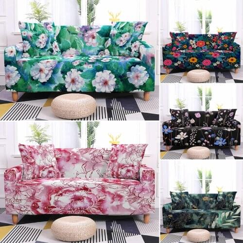 Flowers Pattern Sofa Slipcovers Elastic All-inclusive Couch Case For Living Room L-Shape Sofa Protector Modern Armchair Case