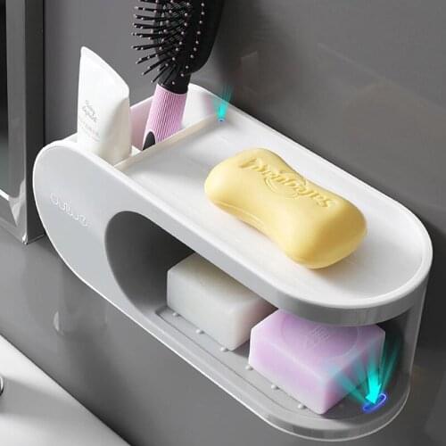 Drain Soap Dish For Bathroom High Capacity Toilet Organizer Non-slip Storage Box Waterproof Soap Box Bathroom Accessories