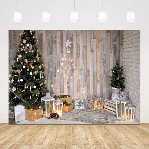 Photography background christmas rustic wood newborn portrait for photography christmas tree gifts vintage glitter ligth prop