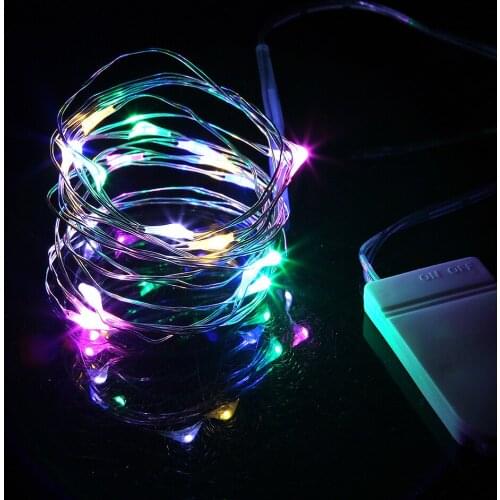50pcs Battery Operated 2M 20 Micro Fairy String Lights Silver Copper Wire for DIY Christmas Costume Wedding Home Decoration