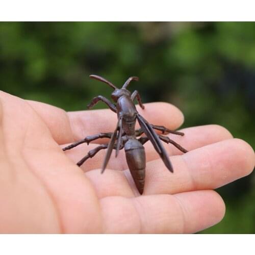 China Pure red Copper 3D simulation wasp bee Figurines Statues Mini bees, handicraft ornaments small statue