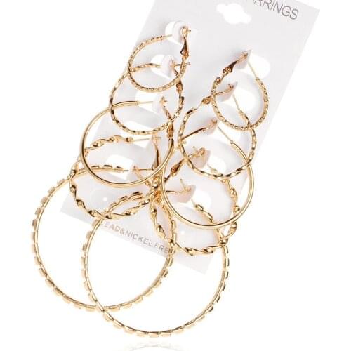 Explosive earring suit personality ring earrings combination set 5 sets