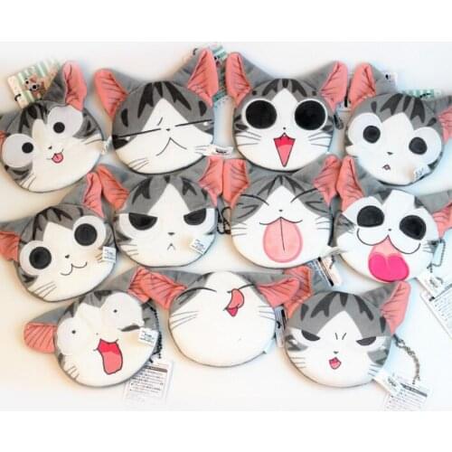 10 pieces Cute Cat Shape Plush Coin Purse Mobile Phone Bag Mini Portable Wallet