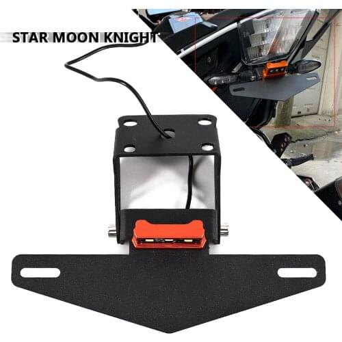 For 250 390 200 125 RC390 2013 - 2020 Motorcycle Adjustable Angle License LED Lamp Number Plate Frame Holder Bracket