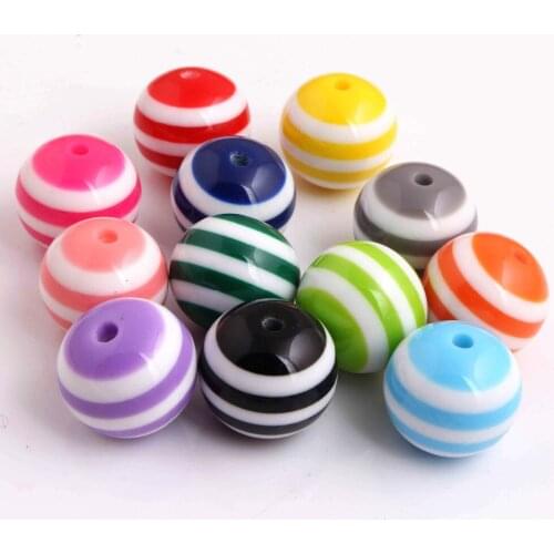Kwoi vita Chunky Round 20MM Assorted Colorful mixed Color 100pcs Resin Strips Beads Jewelry
