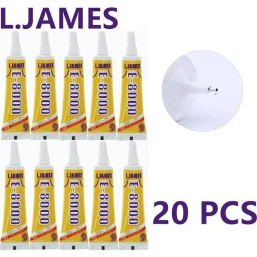 L.JAMES 20P E8000 15ml Strong Liquid Glue Clothes Fabric Clear Leather Adhesive Jewelry Stationery Phone Screen Instant Earphone